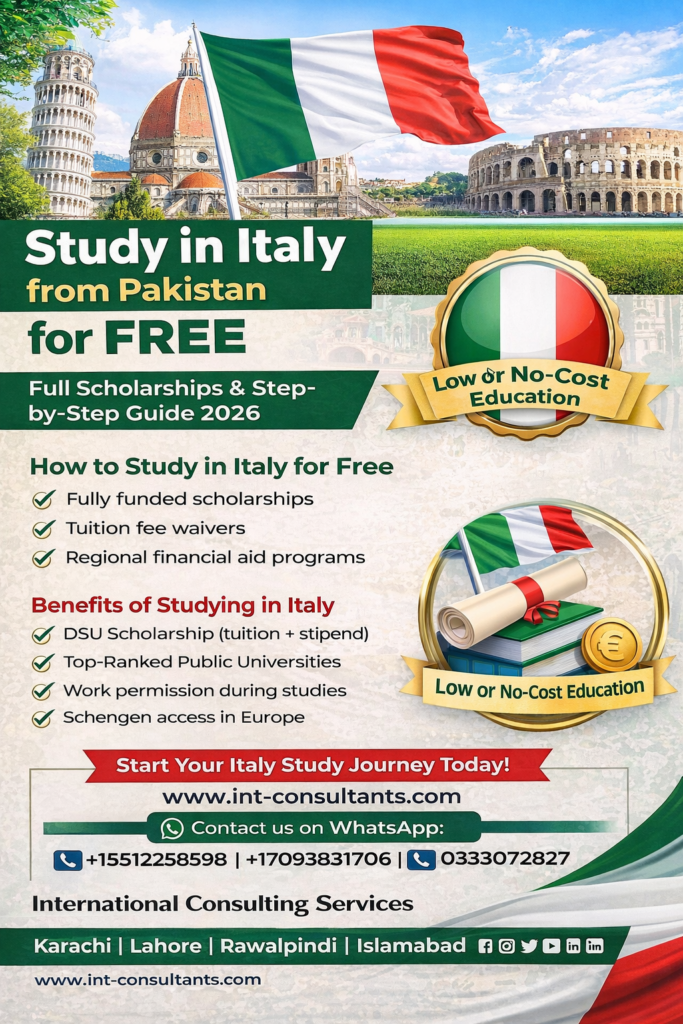 Italy Free Study from Pakistan